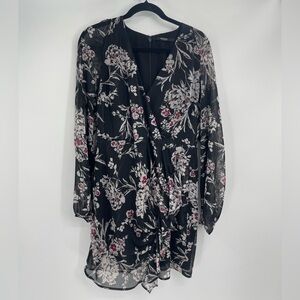 GUESS Womens Rhodes Black Metallic Floral Party Cocktail Dress, Size L